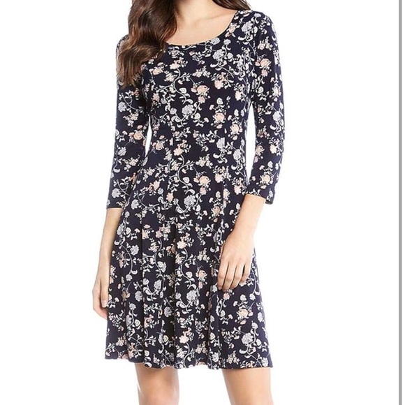 NWT Karen Kane 3/4 Sleeve Floral Swing Dress - Medium - Picture 1 of 6
